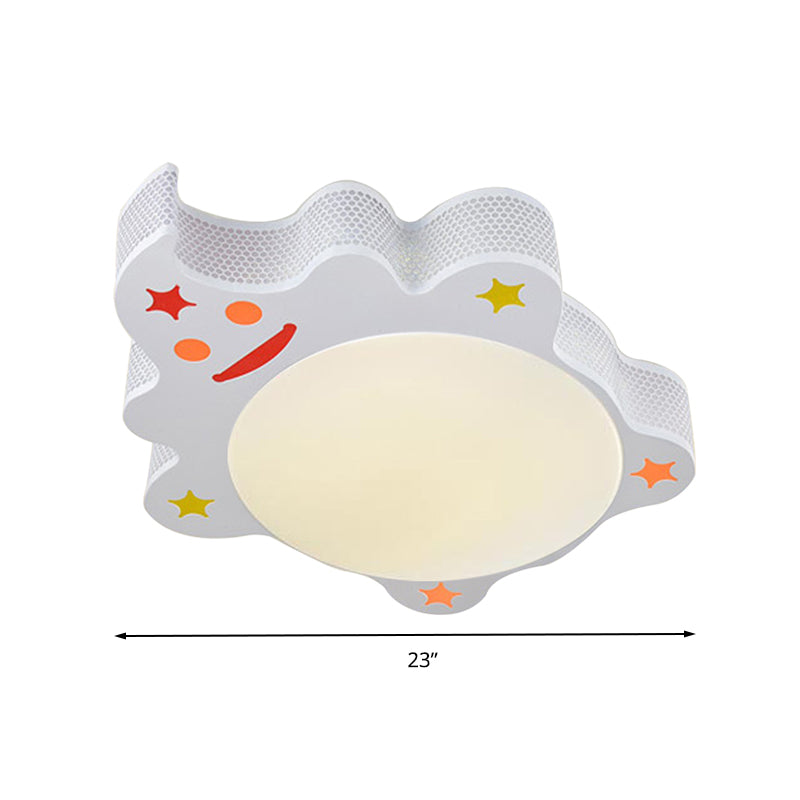 White Acrylic Flush Mount Ceiling Light Fixture for Kindergarten: Modern Animal Design