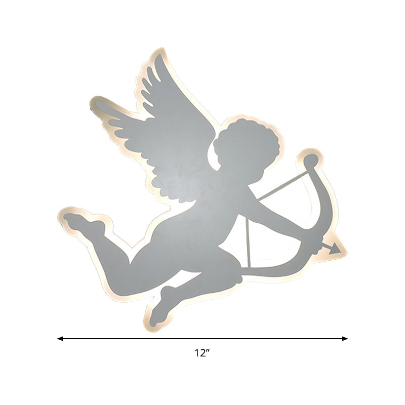 Kids Nursing Room Cupid Angel Led Wall Lamp In White - 2 Sizes Available