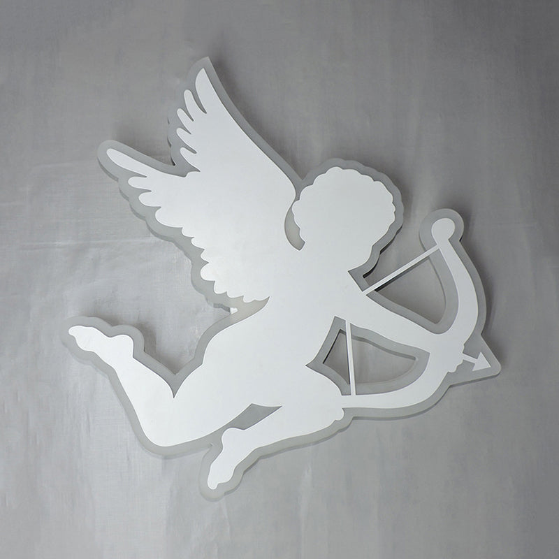 Kids Nursing Room Cupid Angel Led Wall Lamp In White - 2 Sizes Available