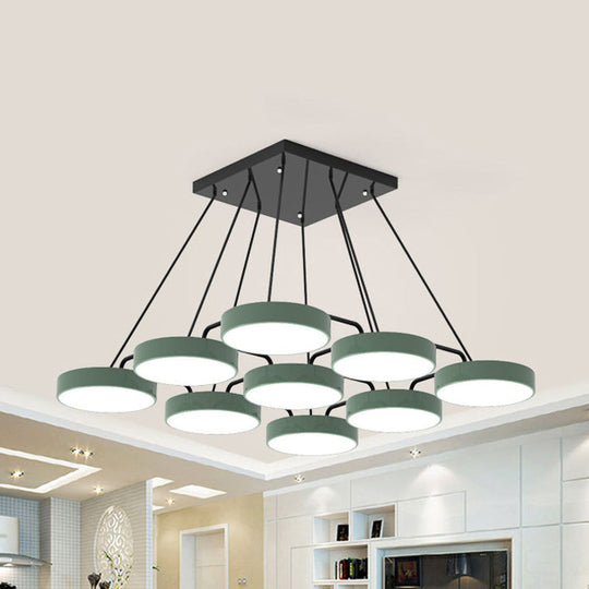 Stylish Macaron Pendant Light For Nursery And Bedroom - Acrylic Round Shade Chandelier