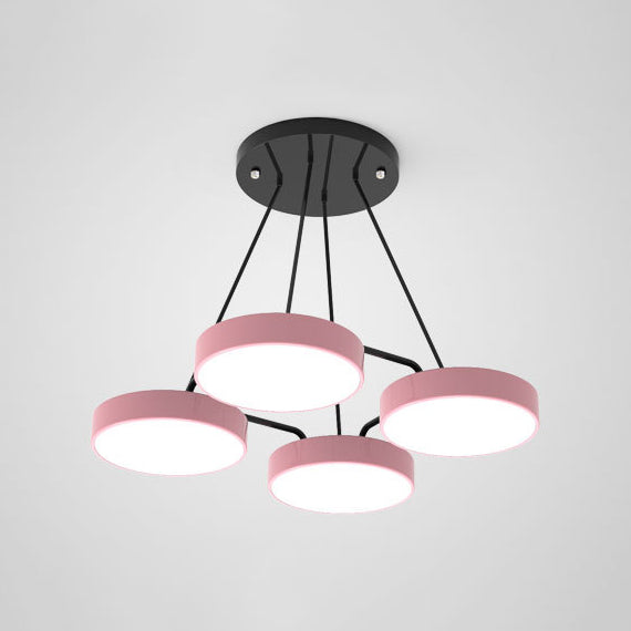 Stylish Macaron Pendant Light For Nursery And Bedroom - Acrylic Round Shade Chandelier