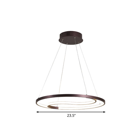 Contemporary Metallic Led Coffee Ring Lamp - Modern Hanging Ceiling Chandelier In Warm/White Light