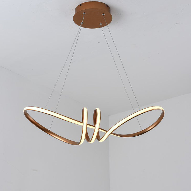 Modern Led Pendant Lamp: Gold/Coffee 8-Shaped Chandelier With Acrylic Shade Warm/White Light