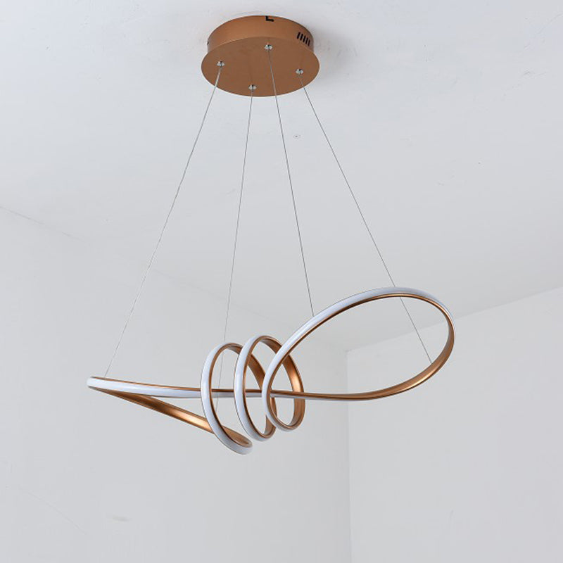 Modern Led Pendant Lamp: Gold/Coffee 8-Shaped Chandelier With Acrylic Shade Warm/White Light