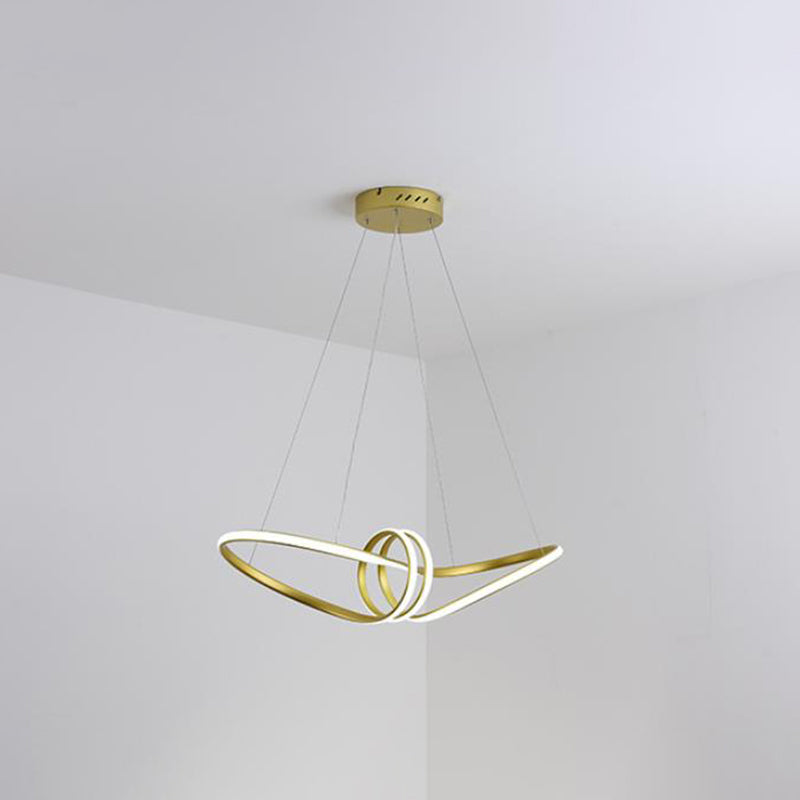 Modern Led Pendant Lamp: Gold/Coffee 8-Shaped Chandelier With Acrylic Shade Warm/White Light