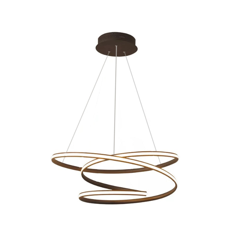 Simplicity Led Chandelier In Coffee With Warm/White Light - Iron Screwy Circle Drop Lamp