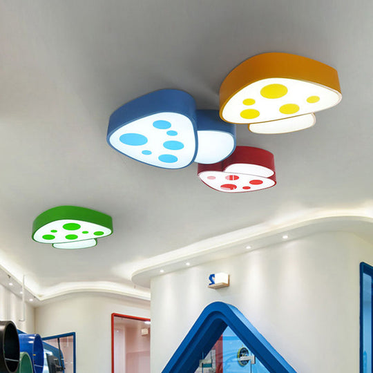 Brighten Up Your Nursery with Mushroom Flush Mount LED Light in Blue/Red/Yellow