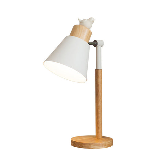 Rotatable Wood Desk Light - Nordic Style Animal Deco Table Lamp In Beige