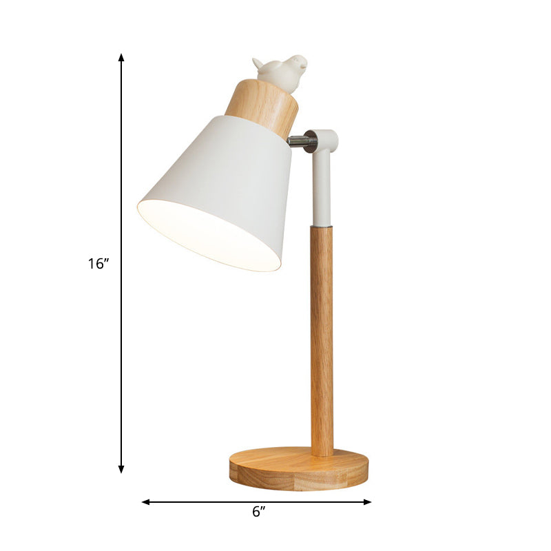 Rotatable Wood Desk Light - Nordic Style Animal Deco Table Lamp In Beige