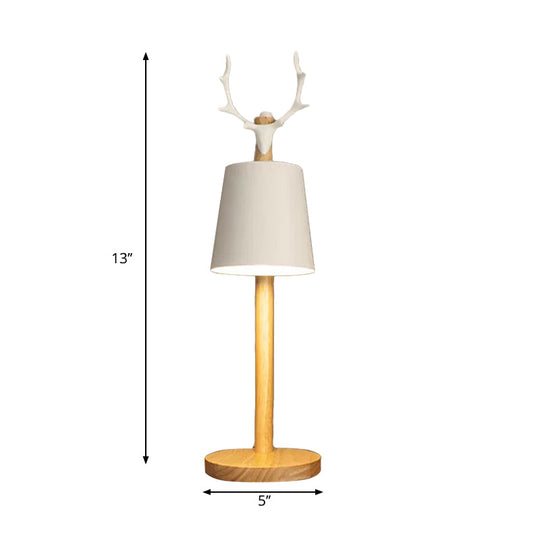 Rotatable Wood Desk Light - Nordic Style Animal Deco Table Lamp In Beige