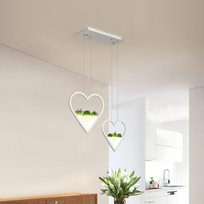 Heart Cluster Pendant Led Ceiling Light For Dining Room In White 2 /