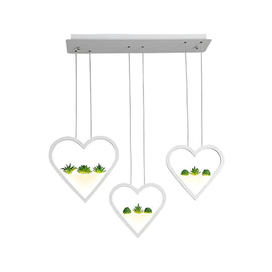 Heart Cluster Pendant Led Ceiling Light For Dining Room In White