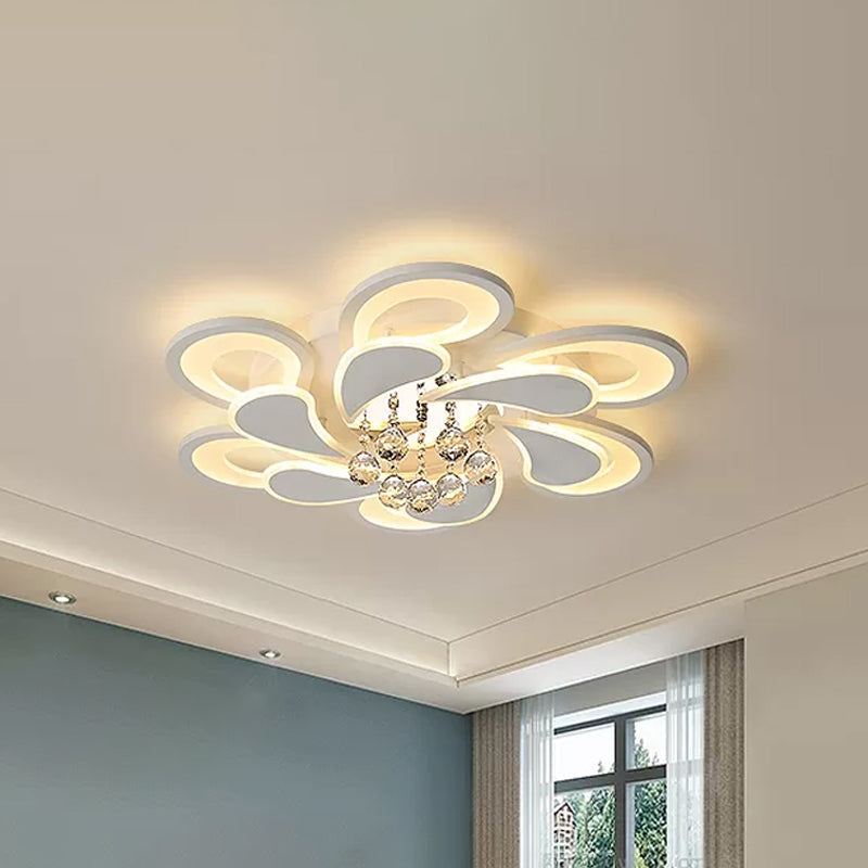 Contemporary LED Crystal Orb Flush Mount Ceiling Light in Warm/White Light with Acrylic Shade