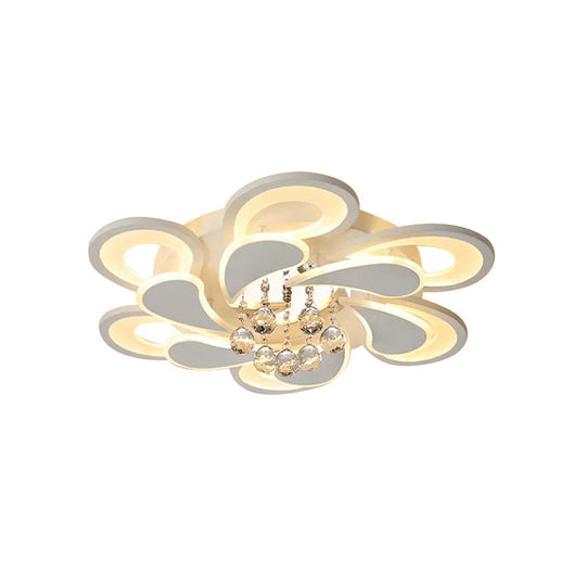 Contemporary LED Crystal Orb Flush Mount Ceiling Light in Warm/White Light with Acrylic Shade