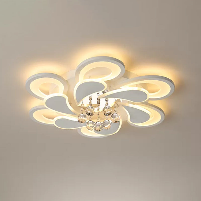 Contemporary LED Crystal Orb Flush Mount Ceiling Light in Warm/White Light with Acrylic Shade