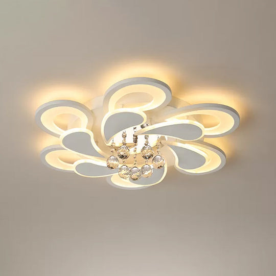 Contemporary LED Crystal Orb Flush Mount Ceiling Light in Warm/White Light with Acrylic Shade