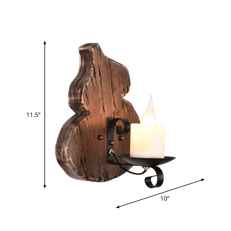 Nautical Wood Kerosene Lantern Wall Lamp: Brown Mount Light With Backplate