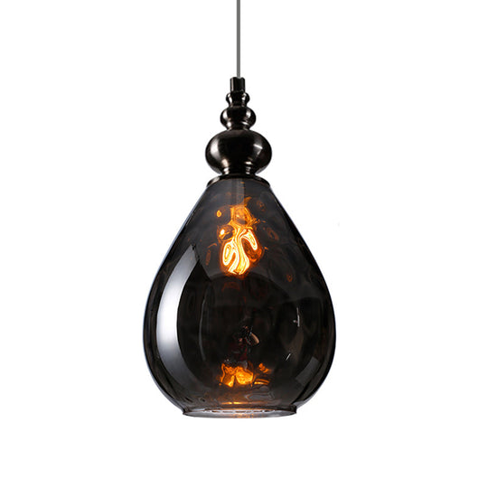 Vintage Raindrop Glass Pendant Lamp with Amber/Clear/Smoke Grey Shades and Flexible Arm