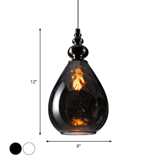 Vintage Raindrop Glass Pendant Lamp with Amber/Clear/Smoke Grey Shades and Flexible Arm