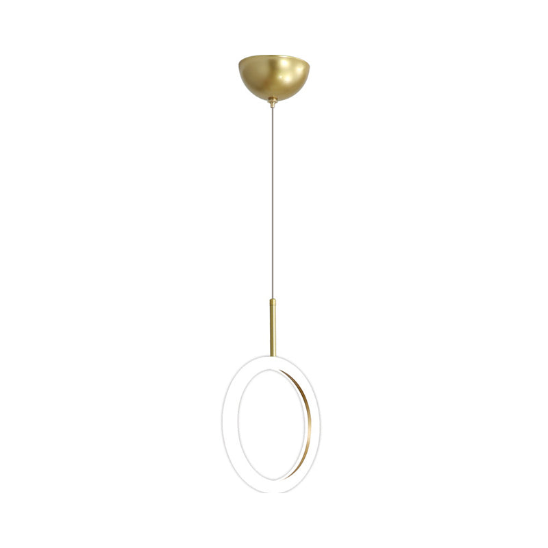 Gold Halo Ring Led Pendant Light - Minimalist Ceiling Downlighting For Restaurants 8/11 Diameter