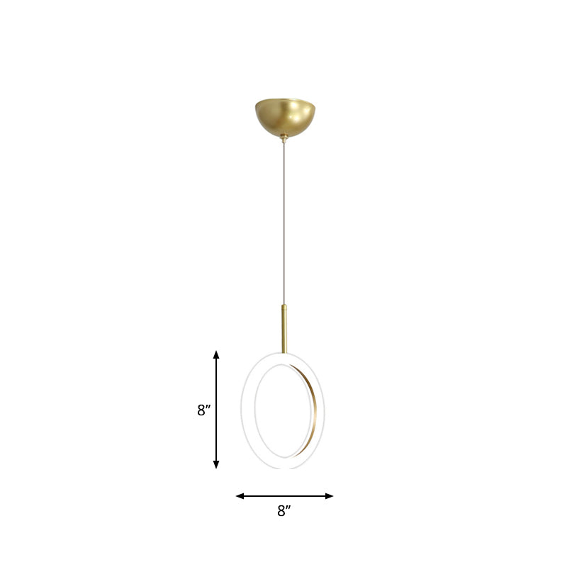 Gold Halo Ring Led Pendant Light - Minimalist Ceiling Downlighting For Restaurants 8/11 Diameter