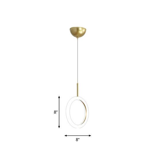 Gold Halo Ring Led Pendant Light - Minimalist Ceiling Downlighting For Restaurants 8/11 Diameter