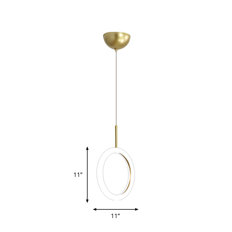 Gold Halo Ring Led Pendant Light - Minimalist Ceiling Downlighting For Restaurants 8/11 Diameter