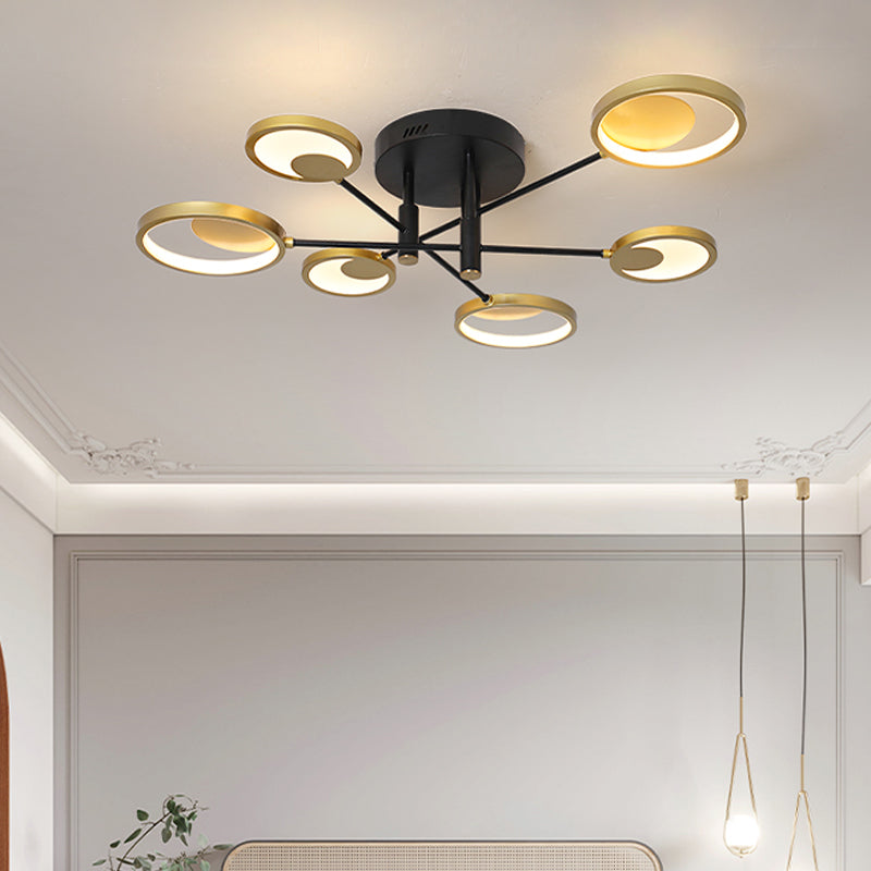 Modern Gold Molecule Ceiling Mount Chandelier with 4/6/8 Heads in Warm/White Light