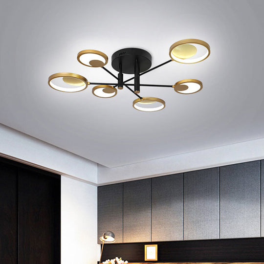 Modern Gold Molecule Ceiling Mount Chandelier with 4/6/8 Heads in Warm/White Light