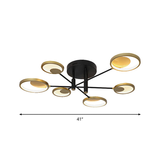 Modern Gold Molecule Ceiling Mount Chandelier with 4/6/8 Heads in Warm/White Light