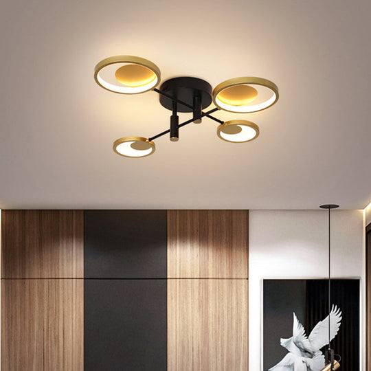 Modern Gold Molecule Ceiling Mount Chandelier with 4/6/8 Heads in Warm/White Light