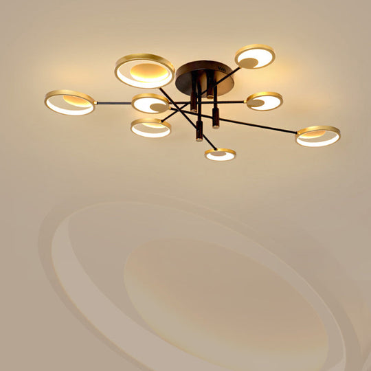 Modern Gold Molecule Ceiling Mount Chandelier with 4/6/8 Heads in Warm/White Light