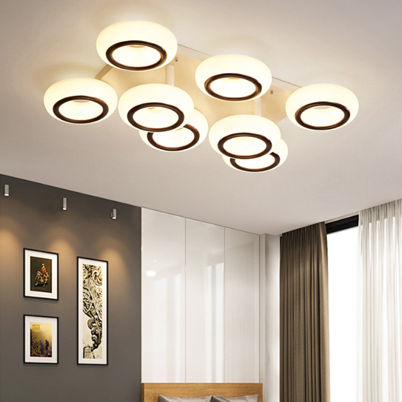 Modern Acrylic Doughnut Ceiling Flush Light with White LED - 3/6-Head Flush Mount Fixture