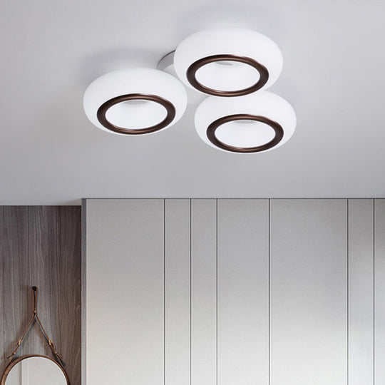 Modern Acrylic Doughnut Ceiling Flush Light with White LED - 3/6-Head Flush Mount Fixture