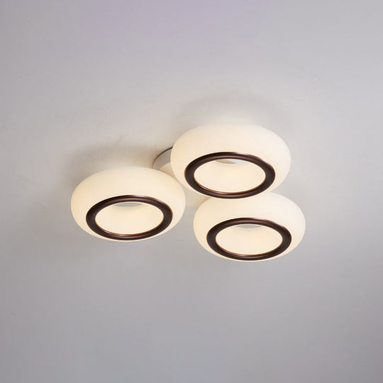 Modern Acrylic Doughnut Ceiling Flush Light with White LED - 3/6-Head Flush Mount Fixture