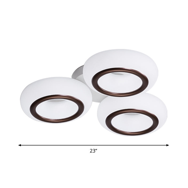 Modern Acrylic Doughnut Ceiling Flush Light with White LED - 3/6-Head Flush Mount Fixture