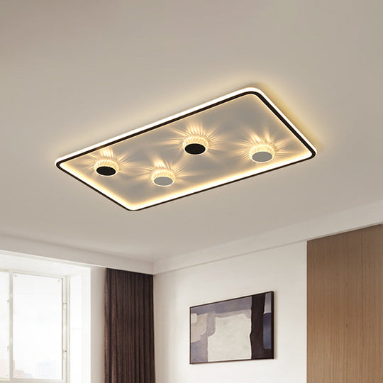 Plafonnier LED noir minimaliste à encastrer avec design rond/rectangulaire/carré en acrylique à lumière chaude/blanche - Cristal décoratif inclus