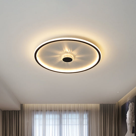 Plafonnier LED noir minimaliste à encastrer avec design rond/rectangulaire/carré en acrylique à lumière chaude/blanche - Cristal décoratif inclus