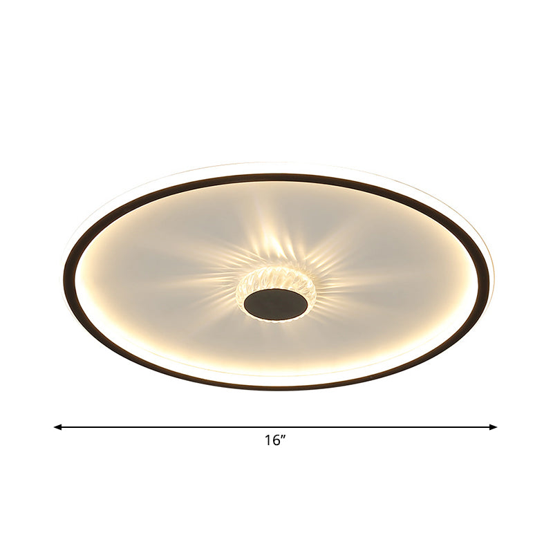 Plafonnier LED noir minimaliste à encastrer avec design rond/rectangulaire/carré en acrylique à lumière chaude/blanche - Cristal décoratif inclus