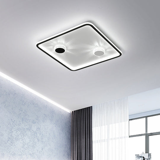 Minimalist Black Led Flush Mount Ceiling Lamp With Acrylic Round/Rectangle/Square Design In