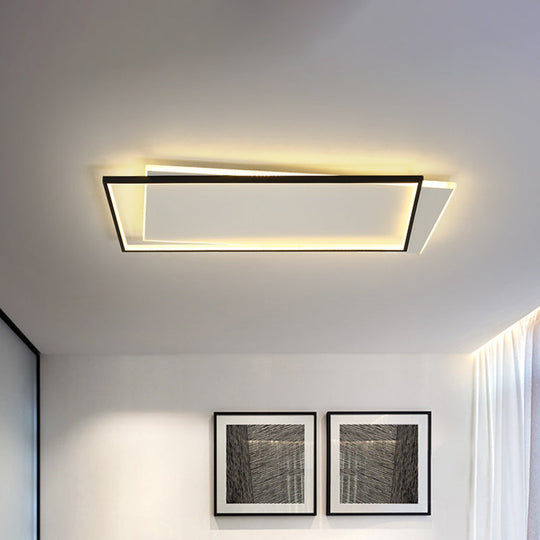 Sleek Dual Flush Mount Simplicity Acrylic Black Led Ceiling Light - Warm/White Lighting