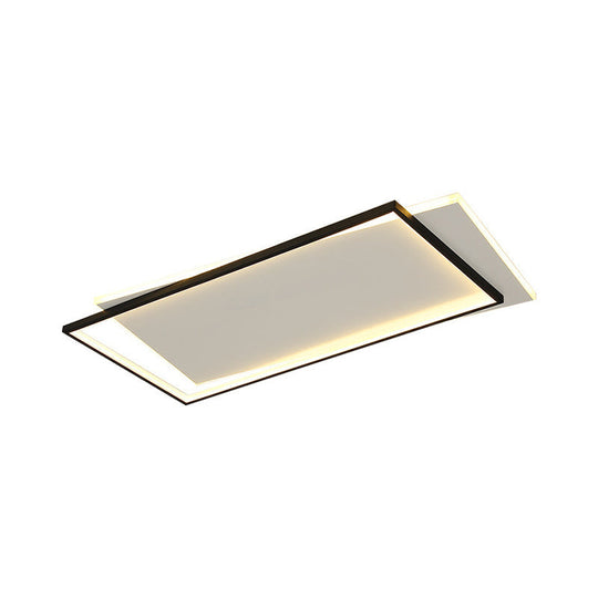 Sleek Dual Flush Mount Simplicity Acrylic Black Led Ceiling Light - Warm/White Lighting