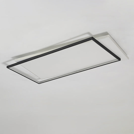 Sleek Dual Flush Mount Simplicity Acrylic Black Led Ceiling Light - Warm/White Lighting