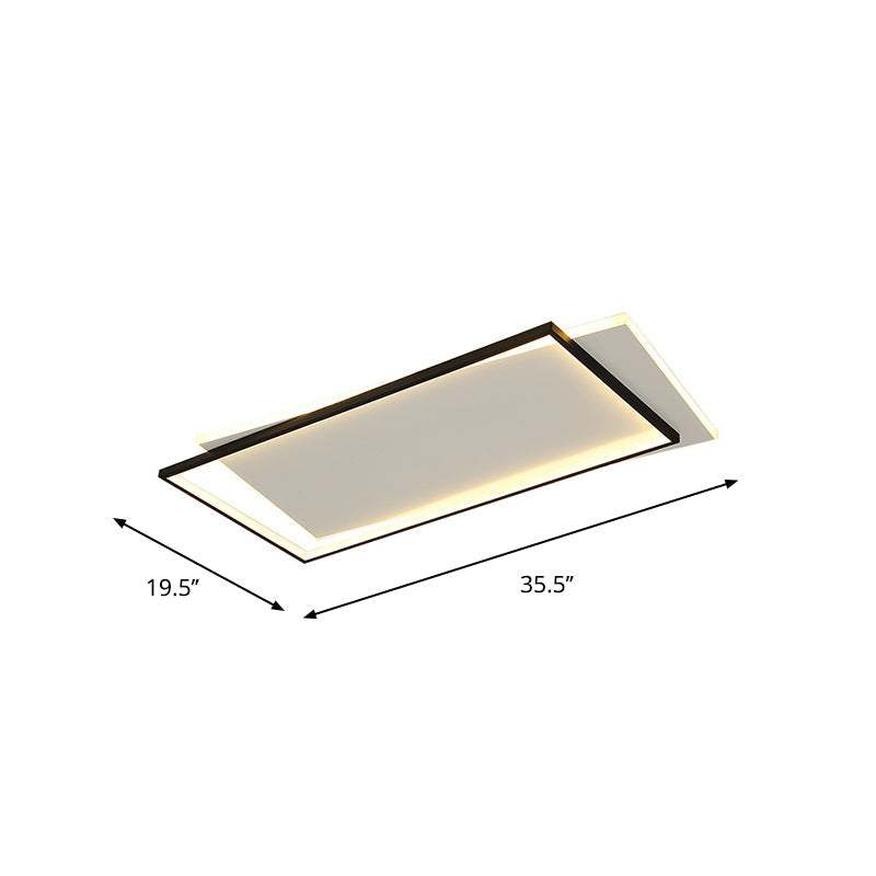 Sleek Dual Flush Mount Simplicity Acrylic Black Led Ceiling Light - Warm/White Lighting