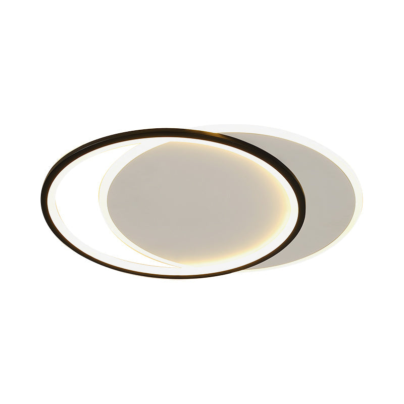 Sleek Dual Flush Mount Simplicity Acrylic Black Led Ceiling Light - Warm/White Lighting