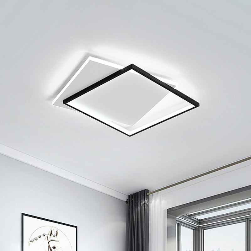 Sleek Dual Flush Mount Simplicity Acrylic Black Led Ceiling Light - Warm/White Lighting