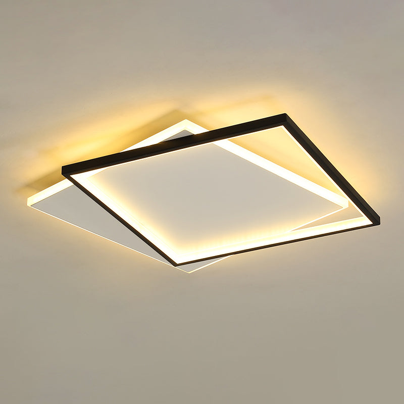 Sleek Dual Flush Mount Simplicity Acrylic Black LED Ceiling Light - Warm/White LED Lighting