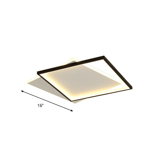 Sleek Dual Flush Mount Simplicity Acrylic Black Led Ceiling Light - Warm/White Lighting