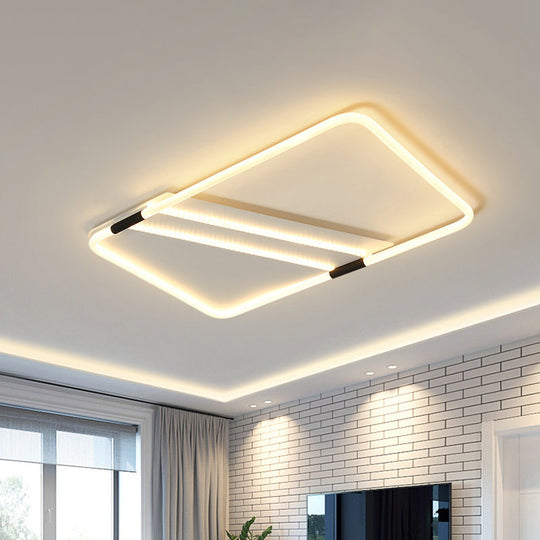 Led Ceiling Flush Light In White With Acrylic Shade - Rectangle/Round/Square Warm/White