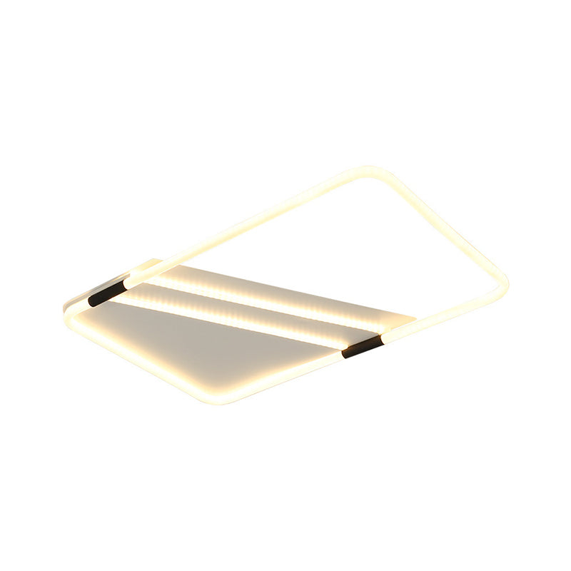 Led Ceiling Flush Light In White With Acrylic Shade - Rectangle/Round/Square Warm/White